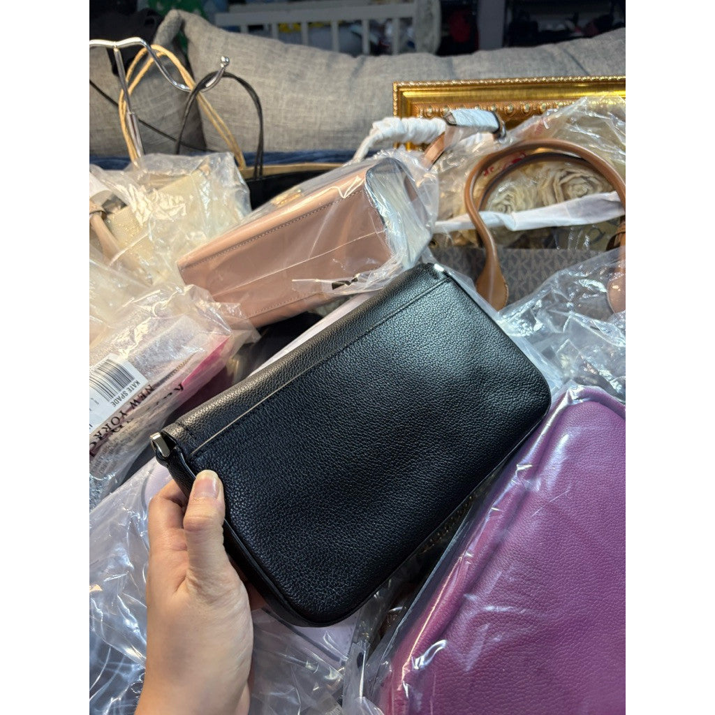 ORIG & IMPORTED KS Rosie Small Flap Leather Crossbody Bag Black with Wallet