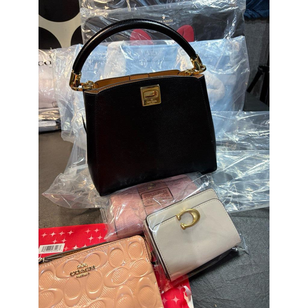 ORIG & IMPORTED KS Phoebe Mini and Small Top Handle Bucket Black Bag