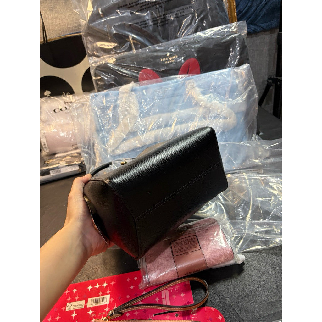 ORIG & IMPORTED KS Phoebe Mini and Small Top Handle Bucket Black Bag