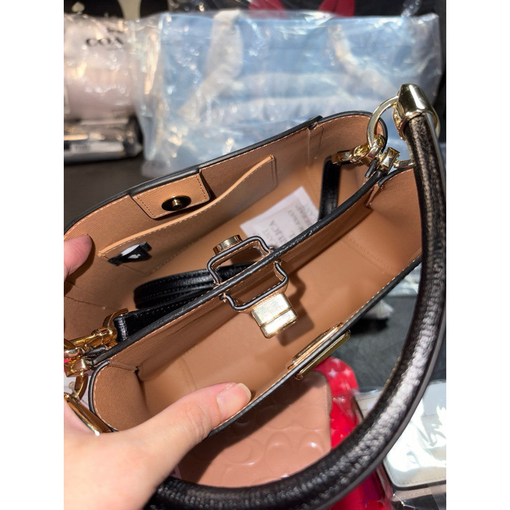 ORIG & IMPORTED KS Phoebe Mini and Small Top Handle Bucket Black Bag