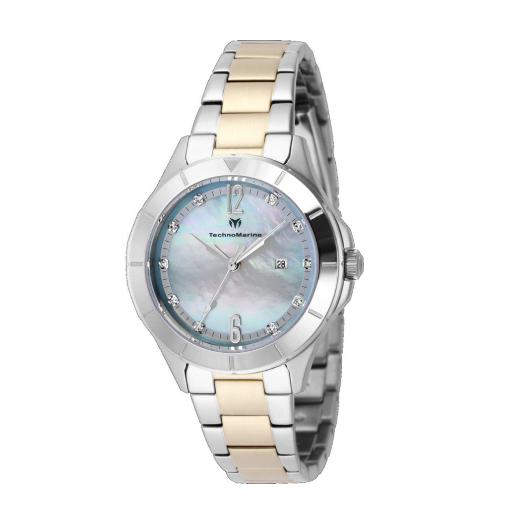 ORIG & IMPORTED Technomarine 33mm LUNA TM-825002 Silver/Gold Lady's Watch