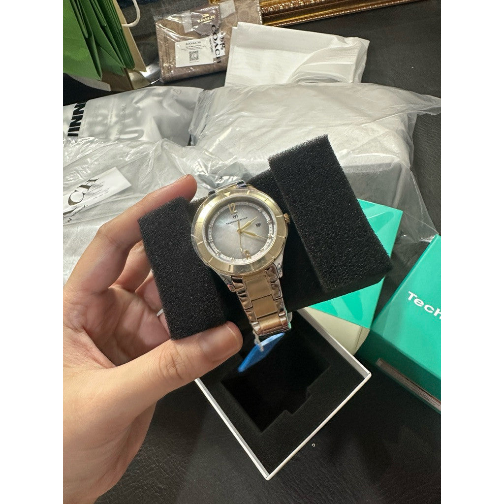 ORIG & IMPORTED Technomarine LUNA TM-826004 33mm Lady's Watch Two Tone Silver/Gold