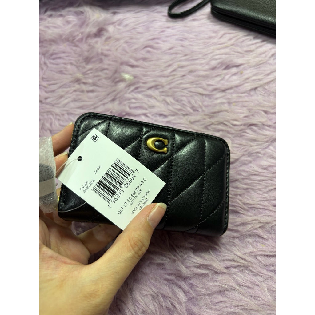 ORIG & IMPORTED CCH Retail Essential Small Zip Around Card Case Black Wallet Quilted