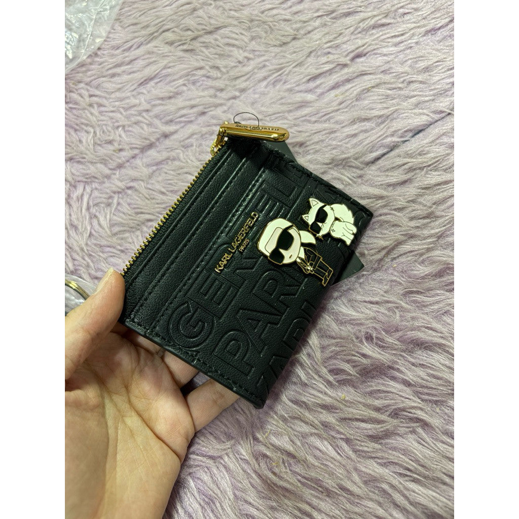 ORIG & IMPORTED Karl Lagerfeld KL Card Case Skinny Small Slim Wallet Pink/Black
