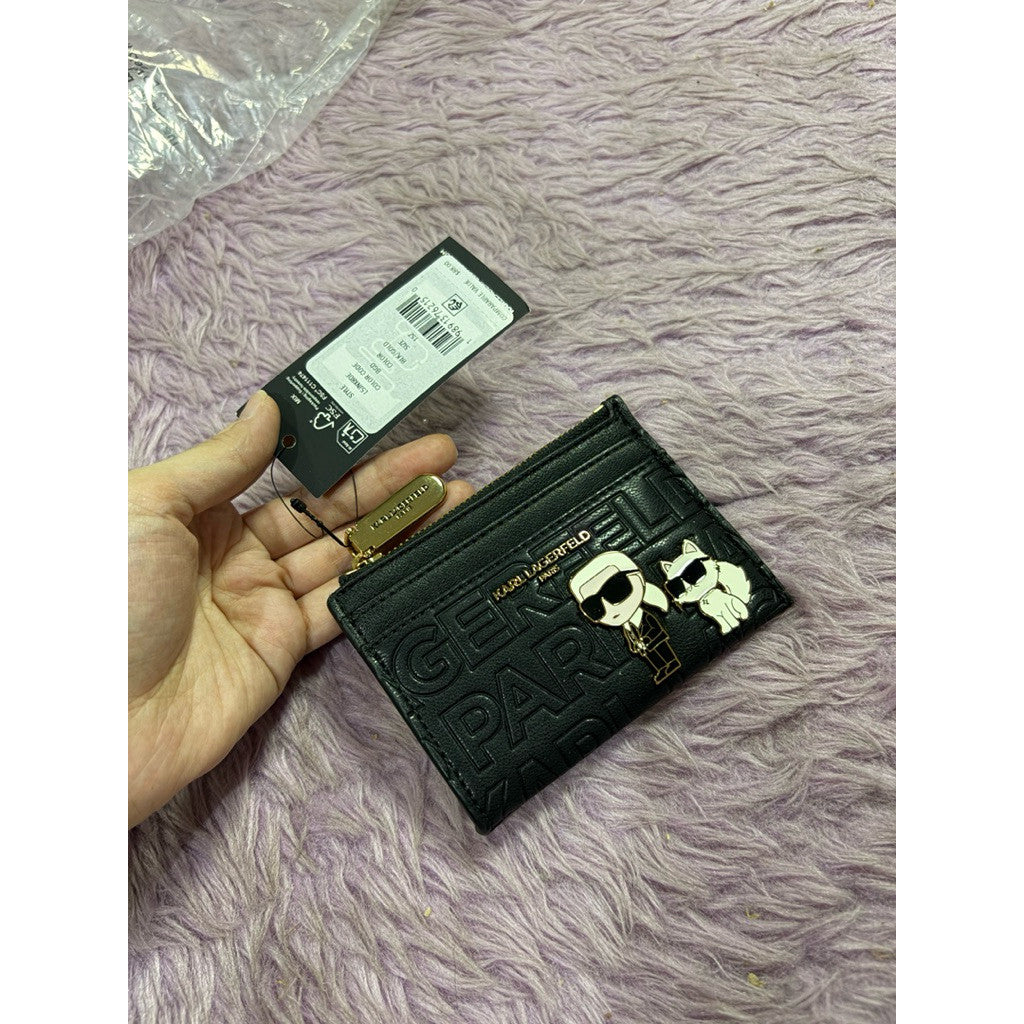 ORIG & IMPORTED Karl Lagerfeld KL Card Case Skinny Small Slim Wallet Pink/Black