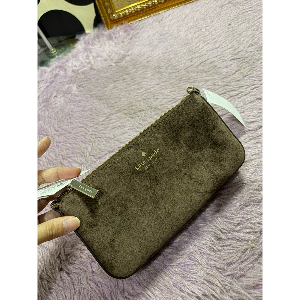 ORIG & IMPORTED KS Gemini Suede Convertible Wristlet Shoulder Brown Bag