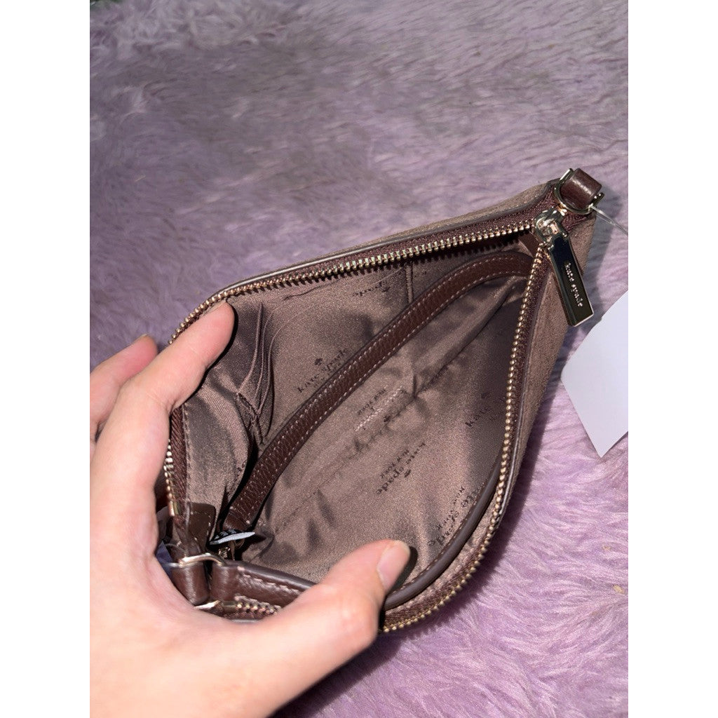 ORIG & IMPORTED KS Gemini Suede Convertible Wristlet Shoulder Brown Bag