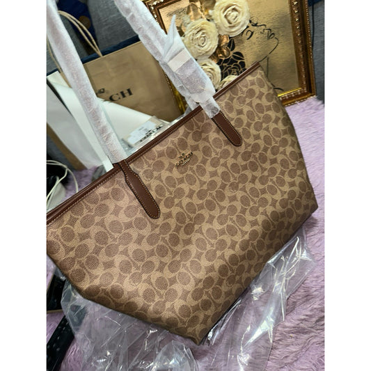 ORIG & IMPORTED CCH Large City Tote Bag In Signature Canvas Tan/Brown