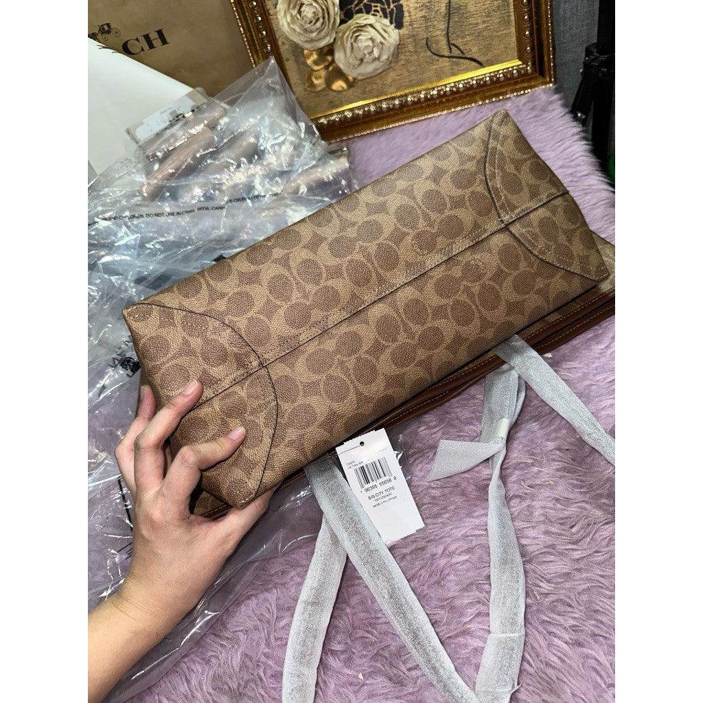 ORIG & IMPORTED CCH Large City Tote Bag In Signature Canvas Tan/Brown