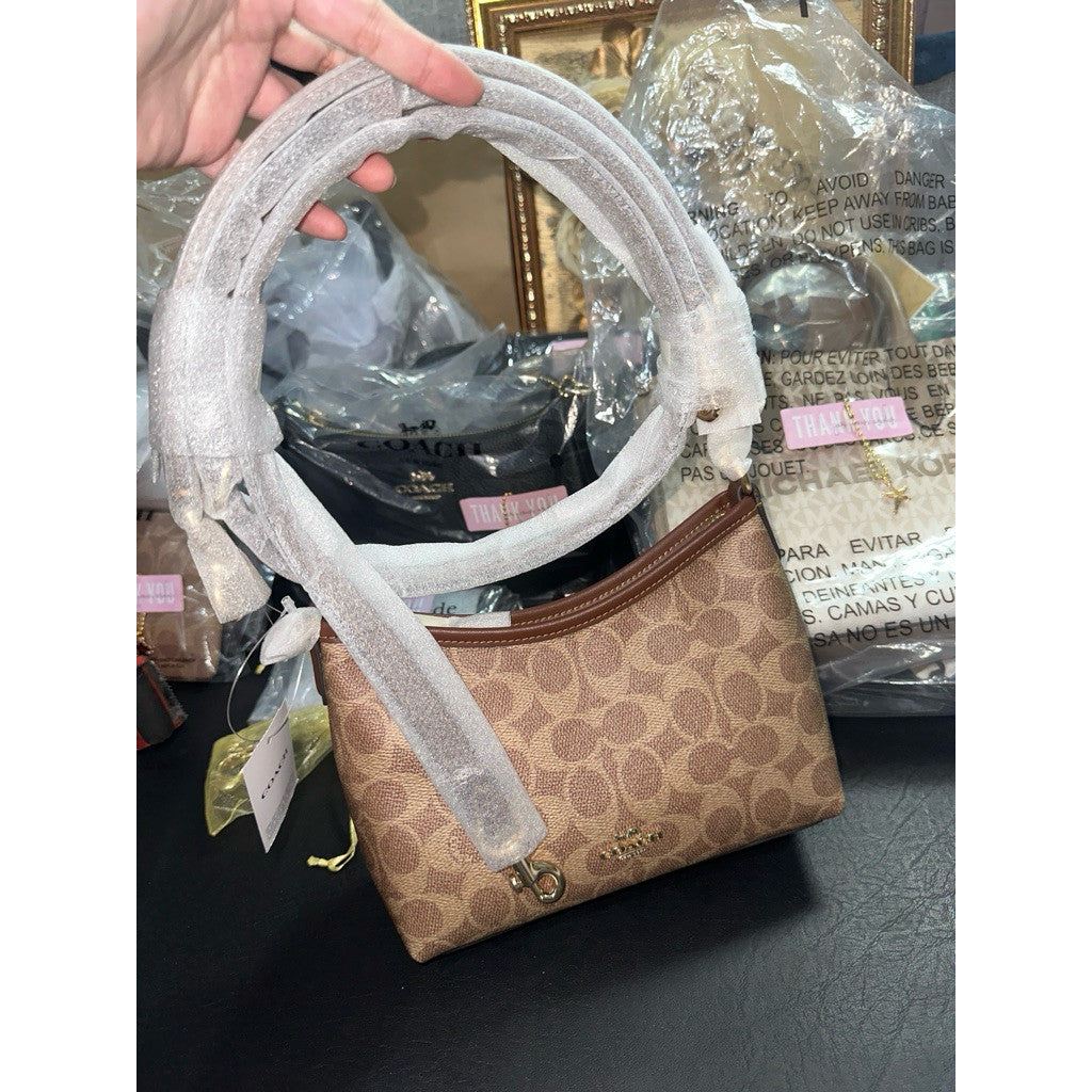ORIG & IMPORTED CCH Mini Laurel Small Shoulder Bag In Signature Canvas Tan/Brown