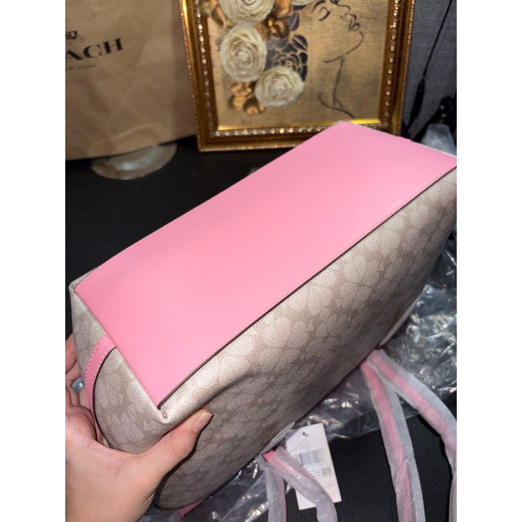 ORIG & IMPORTED KS All Day Spade Flower Tote Pink/Beige Bag With Charm