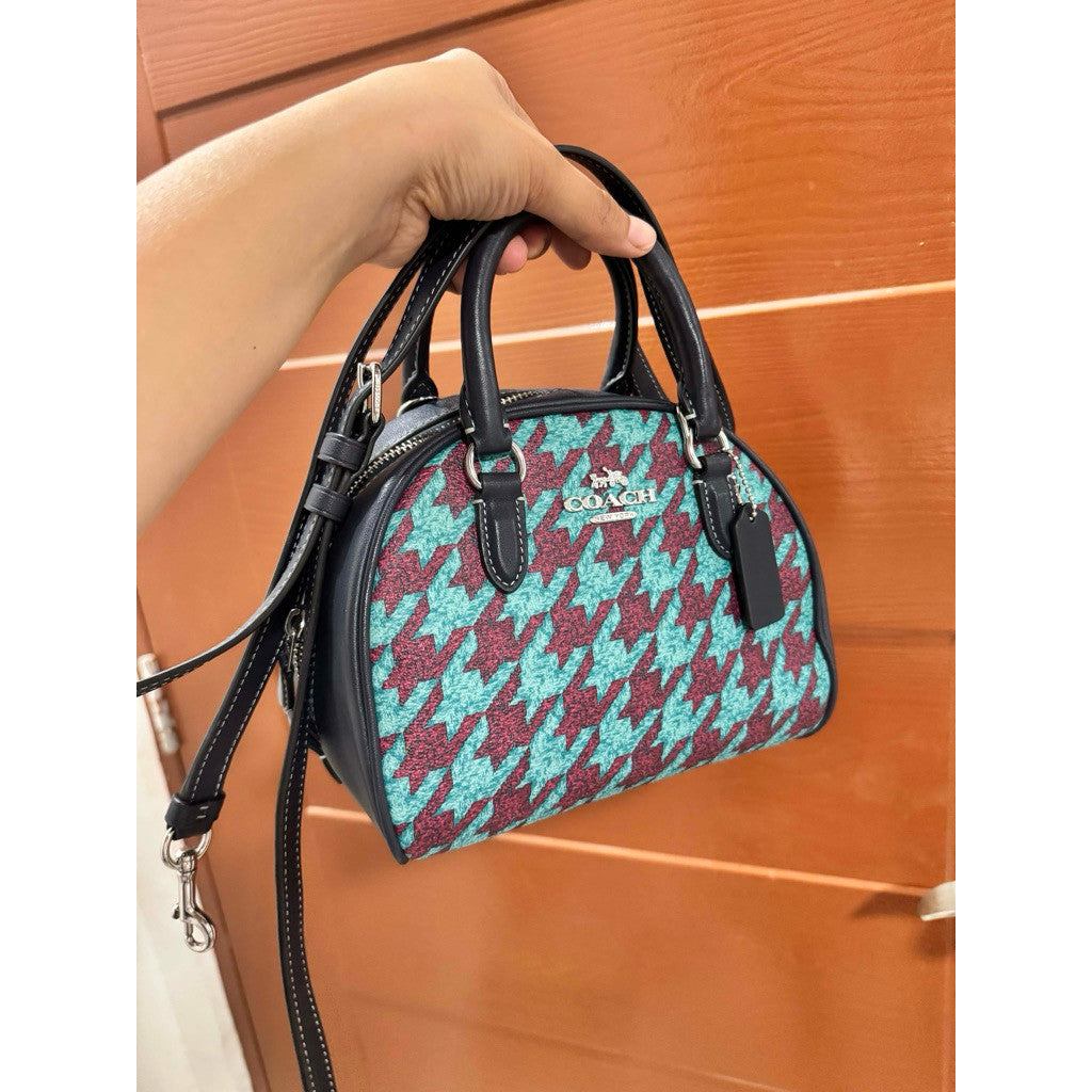 ORIG Preloved CCH Sydney Satchel With Houndstooth Print Blue Bag