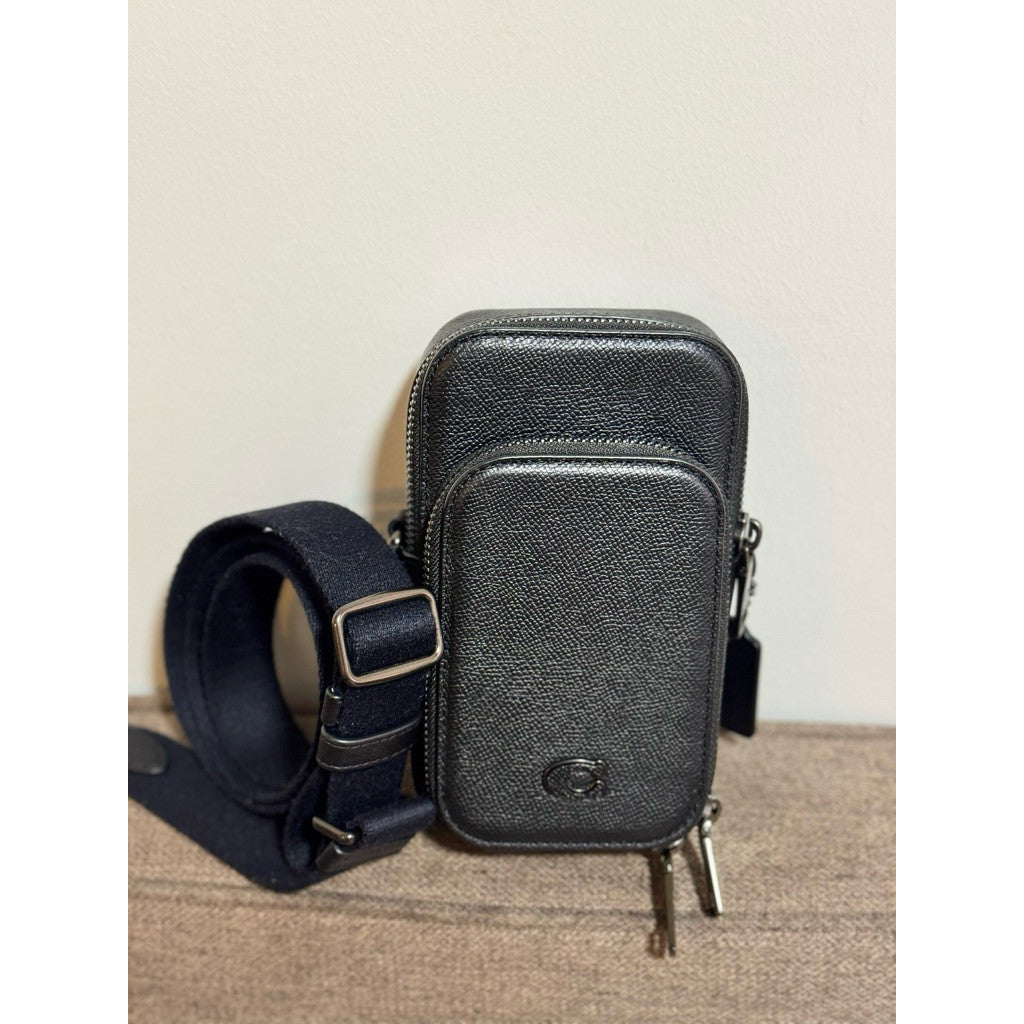 ORIG Preloved RARE CCH Leather Men/Unisex Phone Crossbody Black Bag