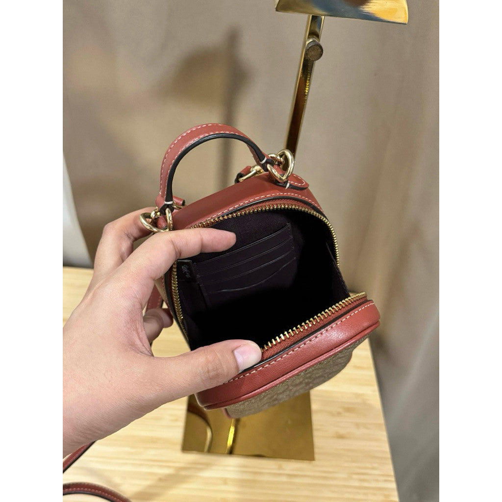 ORIG Preloved CCH Eva Phone Crossbody Small Bag In Khaki Brown Signature Canvas