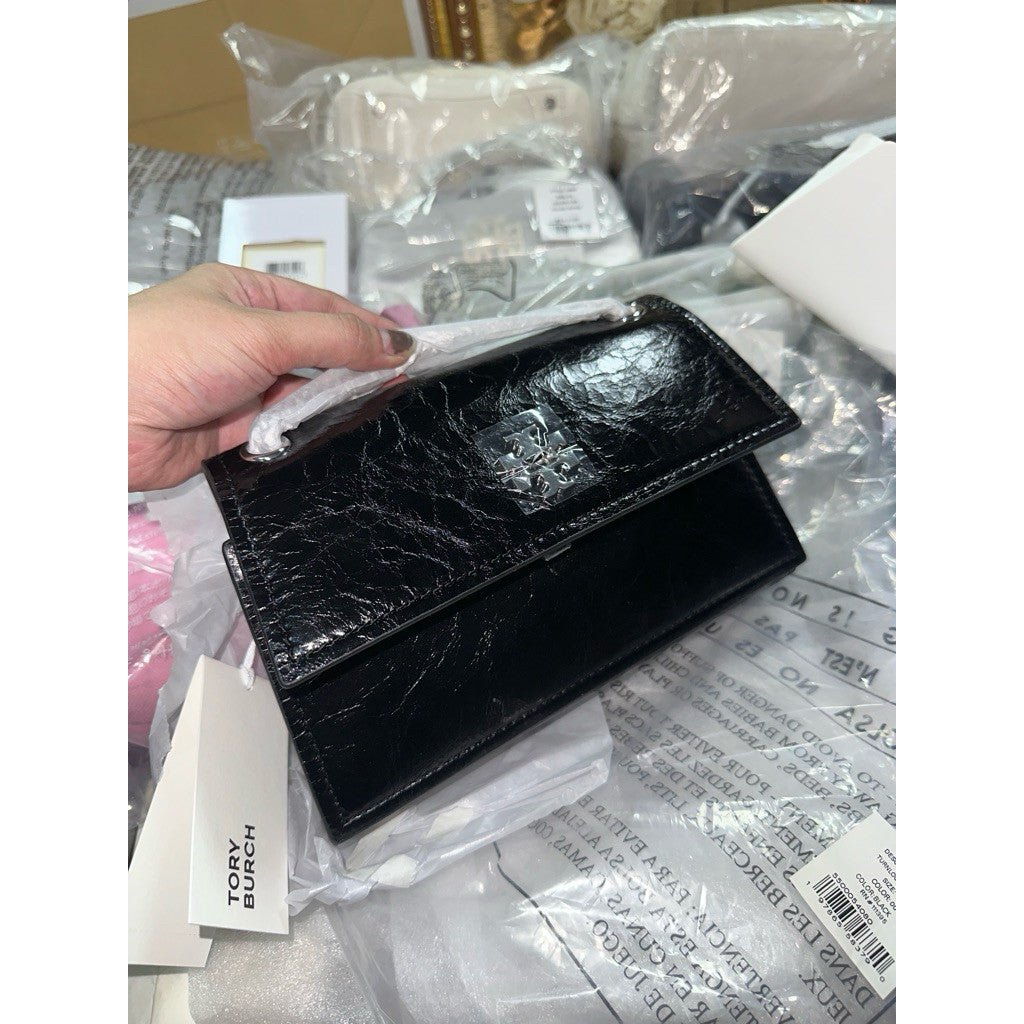 ORIG & IMPORTED Tory B TB Mini Kira Turnlock Shoulder Black Chain Bag