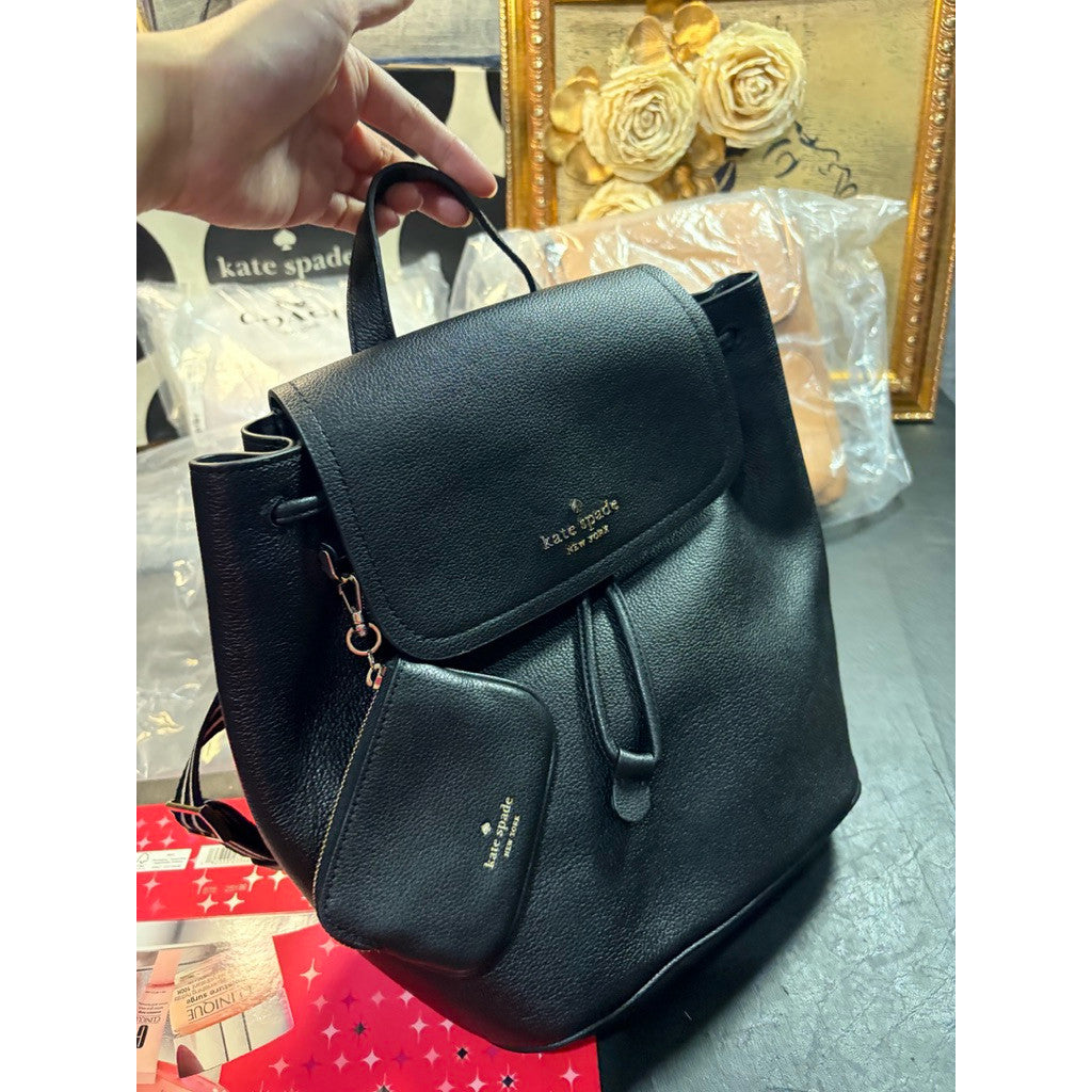 ORIG & IMPORTED KS Rosie Flap Backpack Black Bag with Wallet