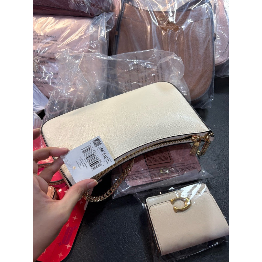 ORIG & IMPORTED KS Madison Puffy Heart Convertible Crossbody White Chain Bag