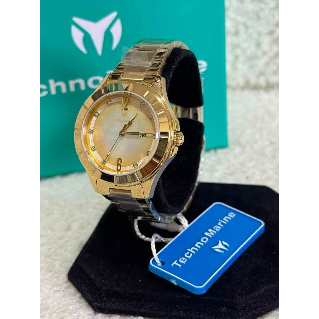 ORIG & IMPORTED Technomarine 33mm LUNA TM-826005 Lady's Gold Watch