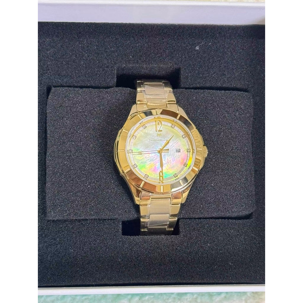 ORIG & IMPORTED Technomarine 33mm LUNA TM-826005 Lady's Gold Watch