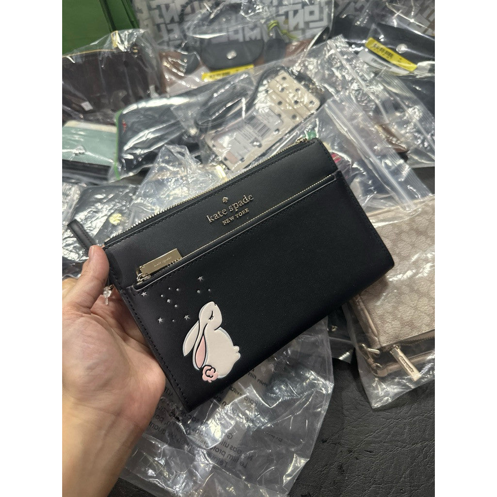 ORIG & IMPORTED KS Bunny Medium Wristlet Black Wallet