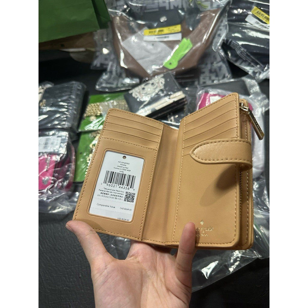ORIG & IMPORTED KS Carey Quilted Leather Medium Bifold Wallet in Tiramisu Brown