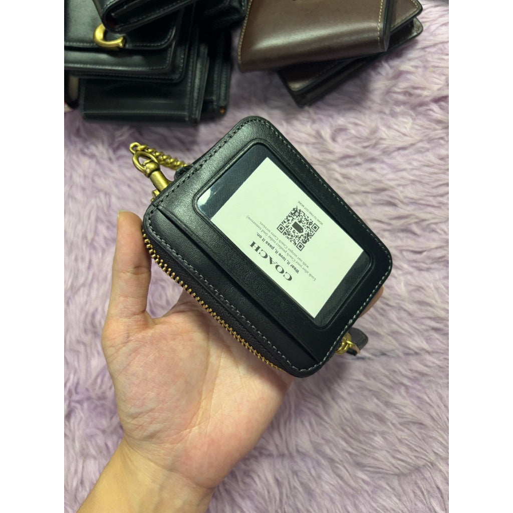ORIG & IMPORTED CCH Retail Essential Chain Zip Card Case Pink Purple Black White Wallet