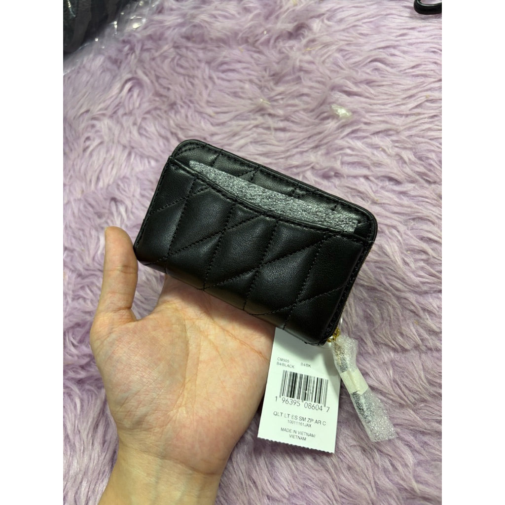 ORIG & IMPORTED CCH Retail Essential Small Zip Around Card Case Black Wallet Quilted