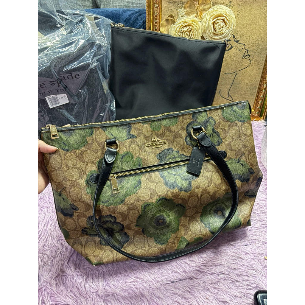 ORIG Preloved CCH Gallery Tote Brown Bag with Floral