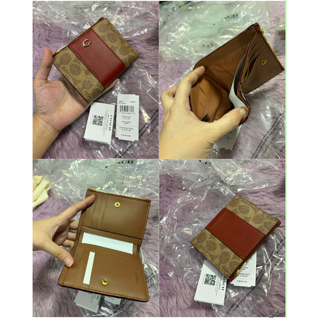 ORIG & IMPORTED Retail CCH Bifold Snap Black/Tan Brown Wallet In Signature Canvas