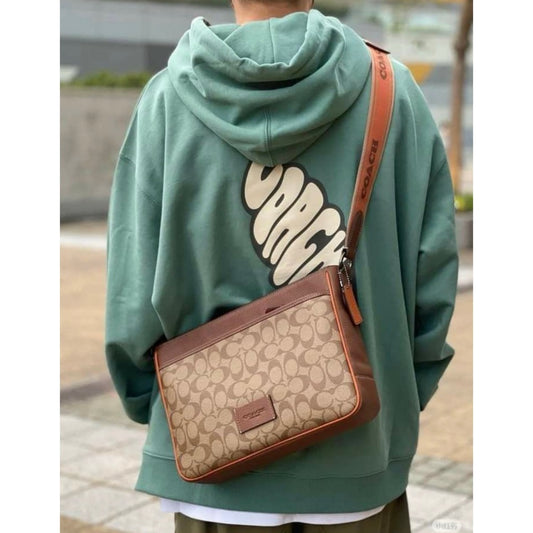 ORIG Preloved CCH District Crossbody Men's Bag In Colorblock in Khaki/Saddle Multi