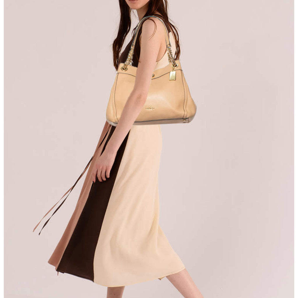 ORIG Preloved Coach Turnlock Edie Chain Shoulder Taupe Bag