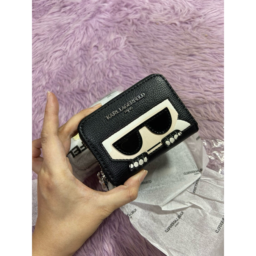 ORIG & IMPORTED Karl Lagerfeld KL Maybelle Small Zip Around Black Coin Card Wallet