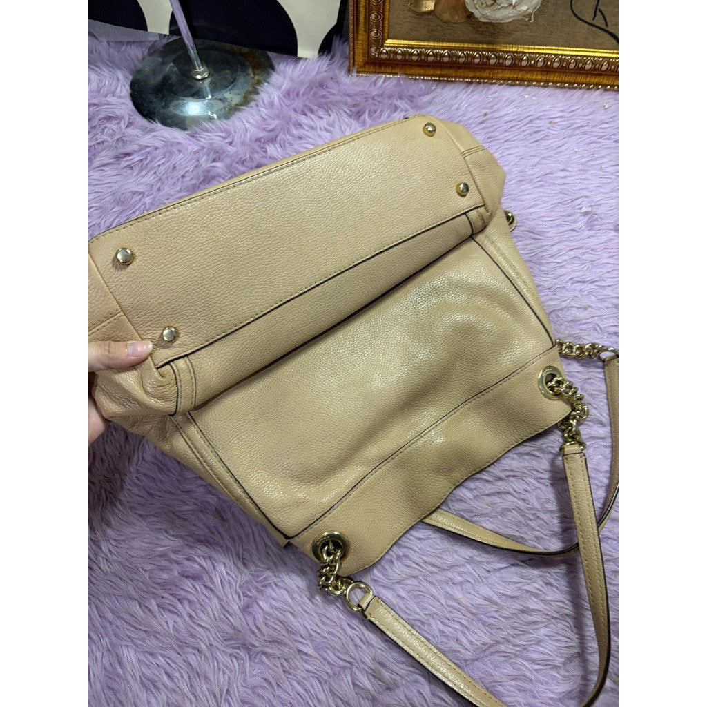 ORIG Preloved Coach Turnlock Edie Chain Shoulder Taupe Bag
