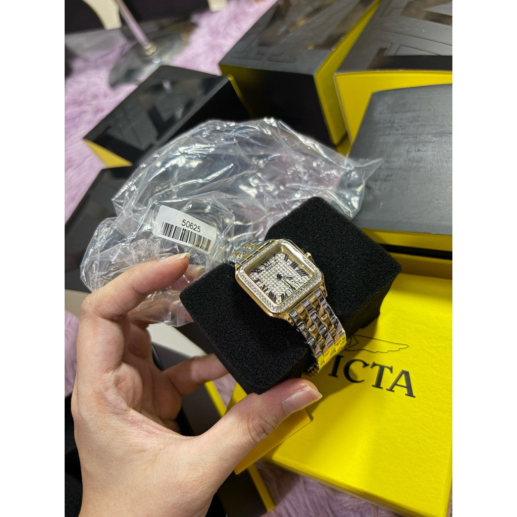 ORIG & IMPORTED Invicta Angel Quartz Crystal Gold/Silver 28mm 48996 Ladies Watch