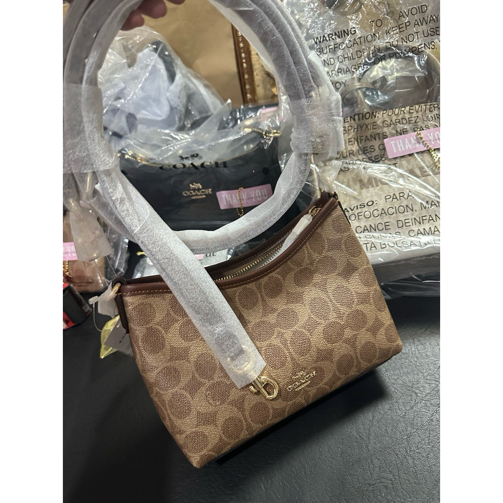 ORIG & IMPORTED CCH Mini Laurel Small Shoulder Bag In Signature Canvas Tan/Brown