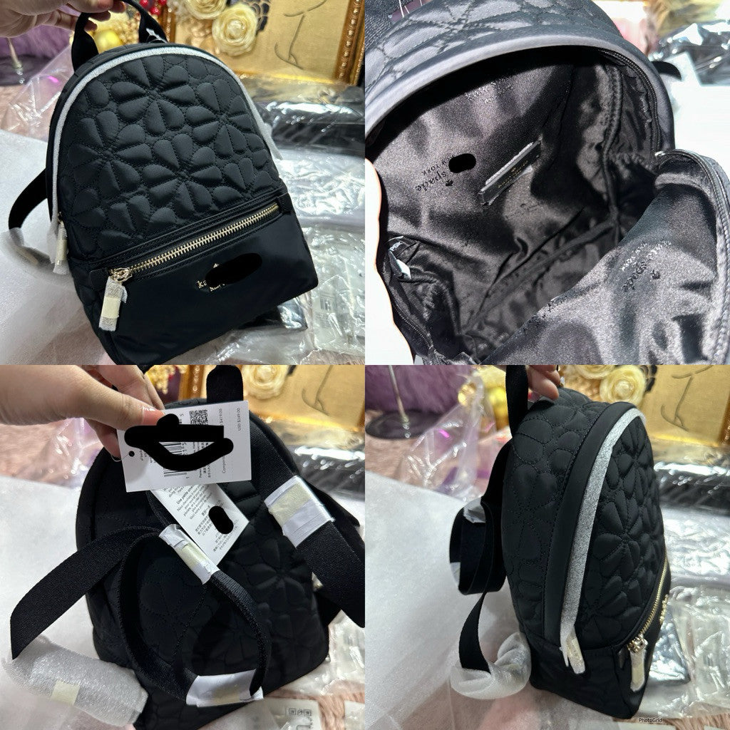 ORIG KSNY Quilted Mini Small Backpack Black Pink Grey