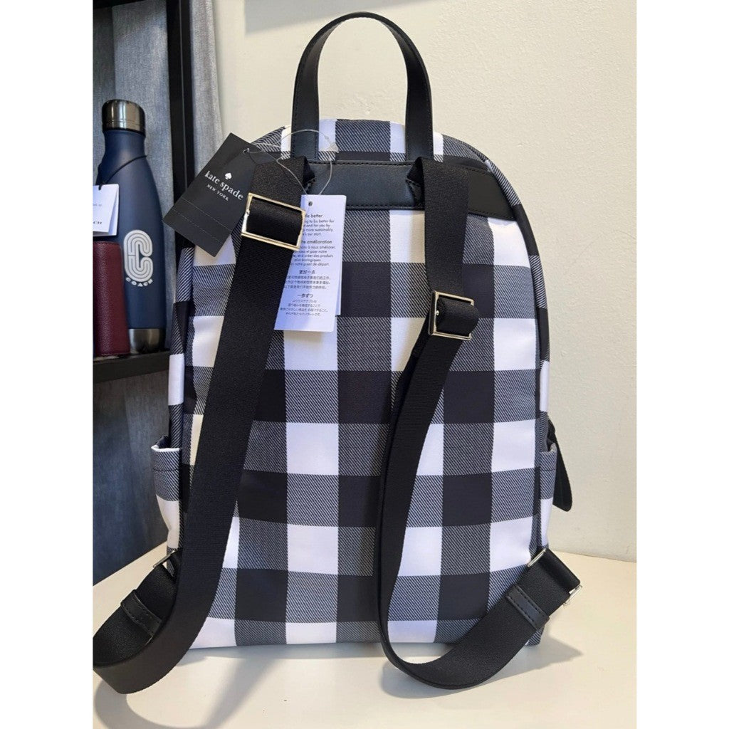ORIG & IMPORTED KS Medium Backpack Nylon Bag in Black Multi Stripes