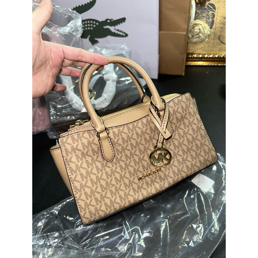ORIG & IMPORTED MK Arden Small Signature Logo Satchel Brown/Beige Camel Bag