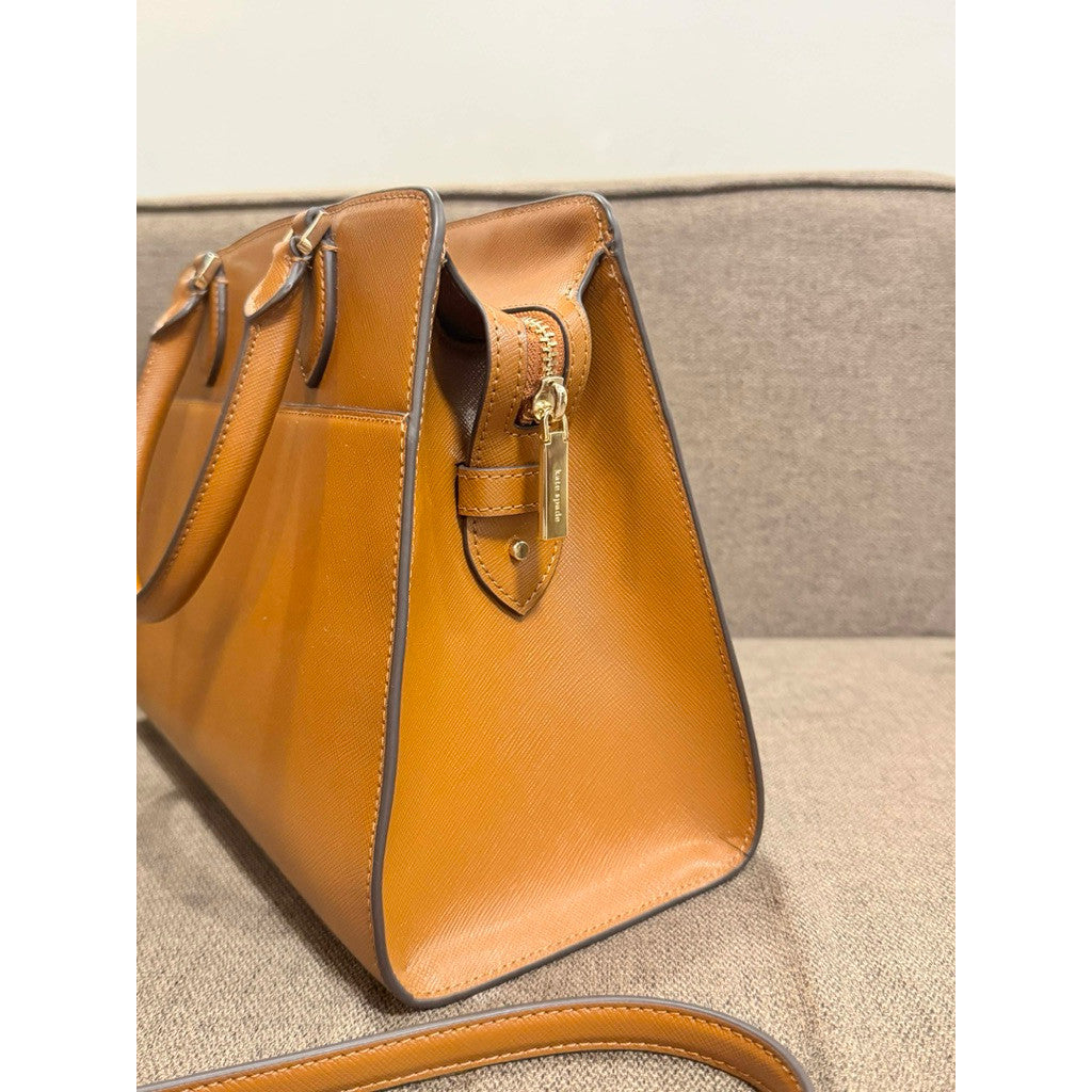 ORIG Preloved KS Madison Saffiano Leather Medium Satchel Brown Bag