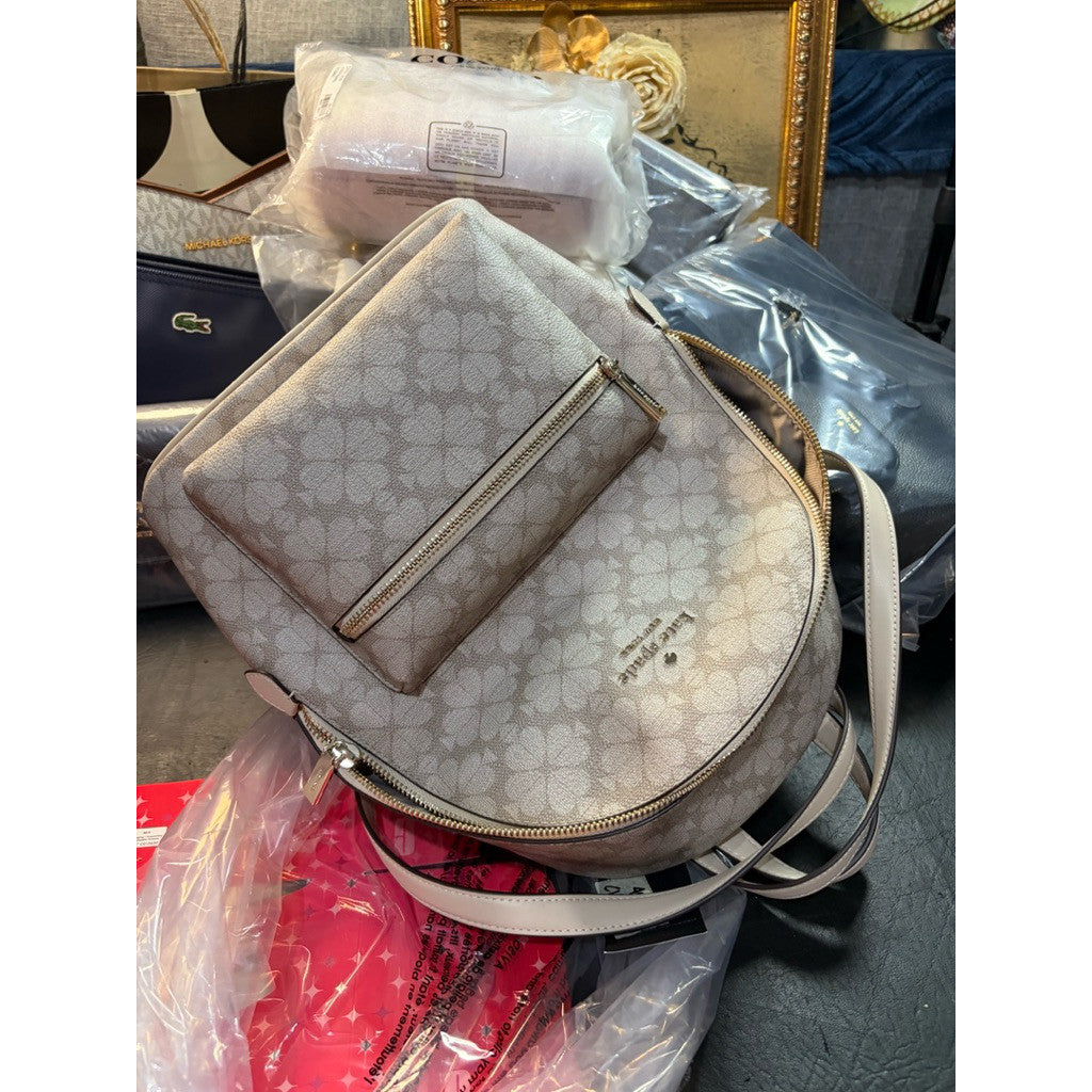 ORIG & IMPORTED KS Flower Medium Backpack Beige Bag