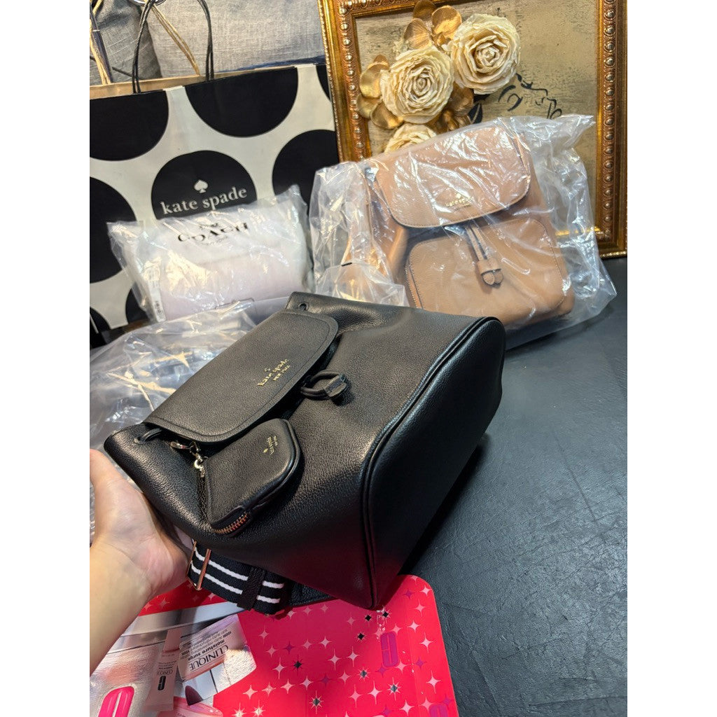 ORIG & IMPORTED KS Rosie Flap Backpack Black Bag with Wallet