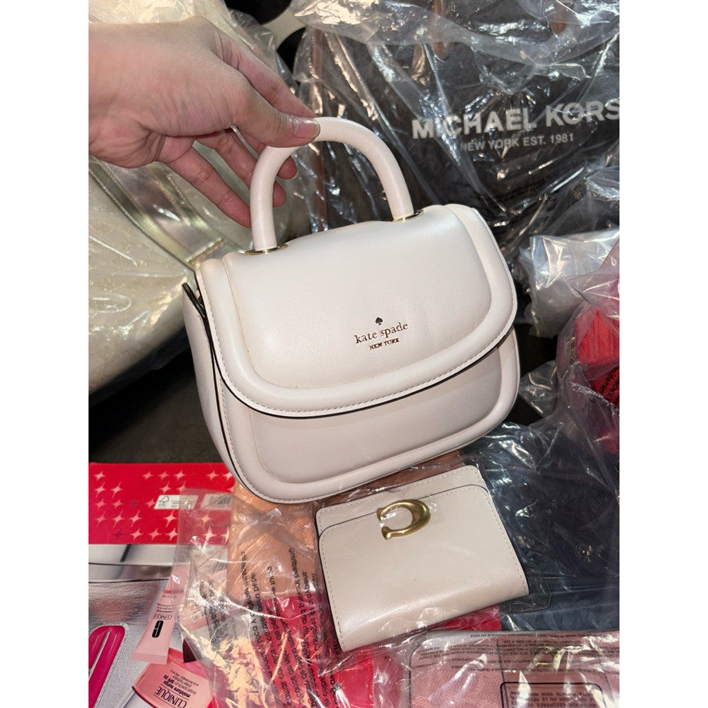 ORIG & IMPORTED KS Puffy Mini Top Handle Crossbody White Bag