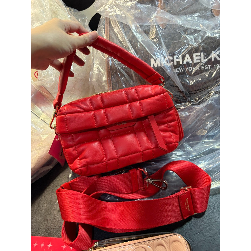 ORIG & IMPORTED KS Softwhere Quilted Leather Small Convertible Crossbody Red Bag