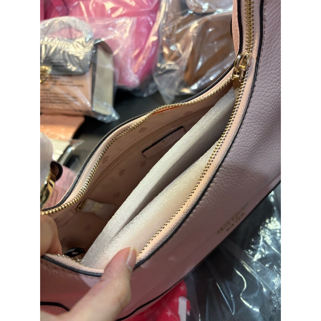 ORIG & IMPORTED KS Leila Pebbled Leather Shoulder Hobo Pink Bag