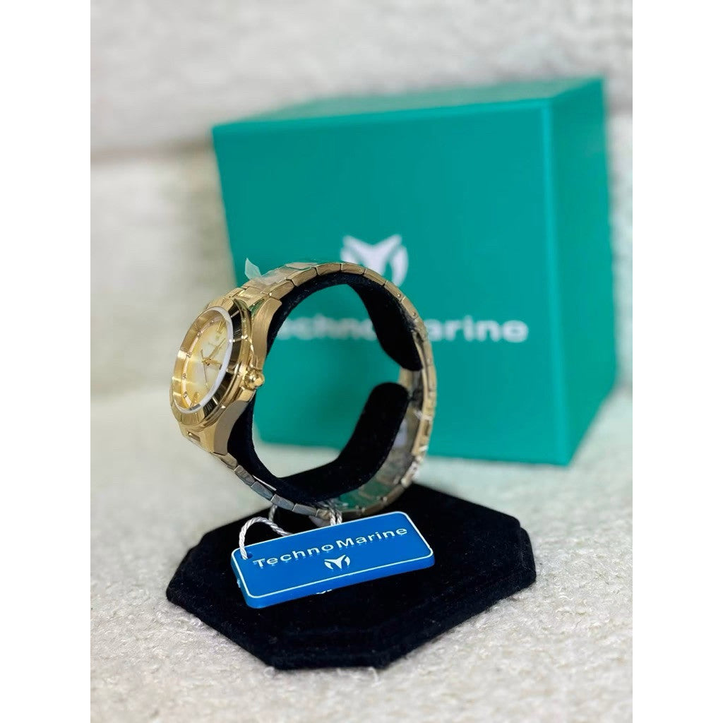 ORIG & IMPORTED Technomarine 33mm LUNA TM-826005 Lady's Gold Watch