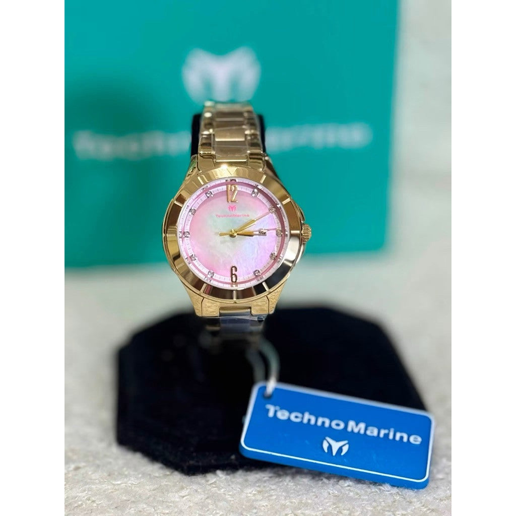 ORIG & IMPORTED Technomarine 33mm LUNA TM-825001 Gold Lady's Watch