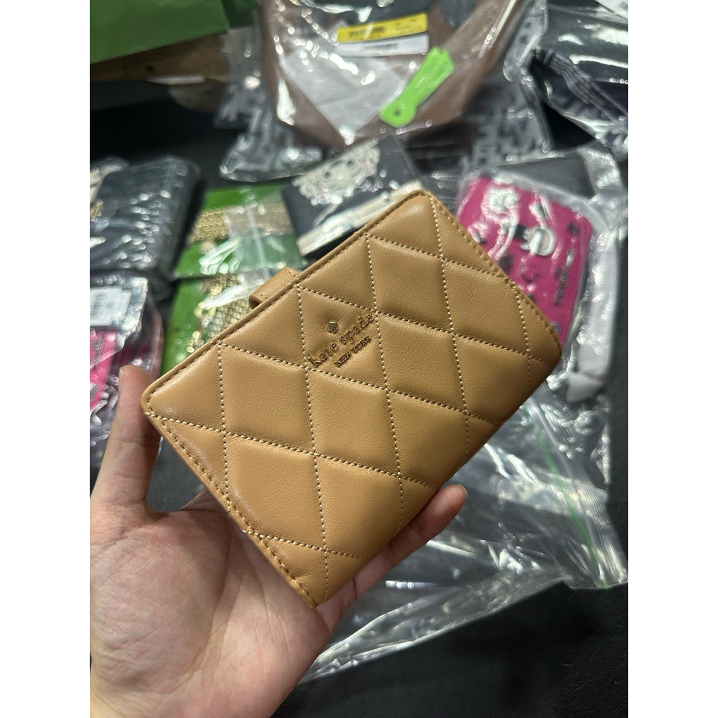 ORIG & IMPORTED KS Carey Quilted Leather Medium Bifold Wallet in Tiramisu Brown
