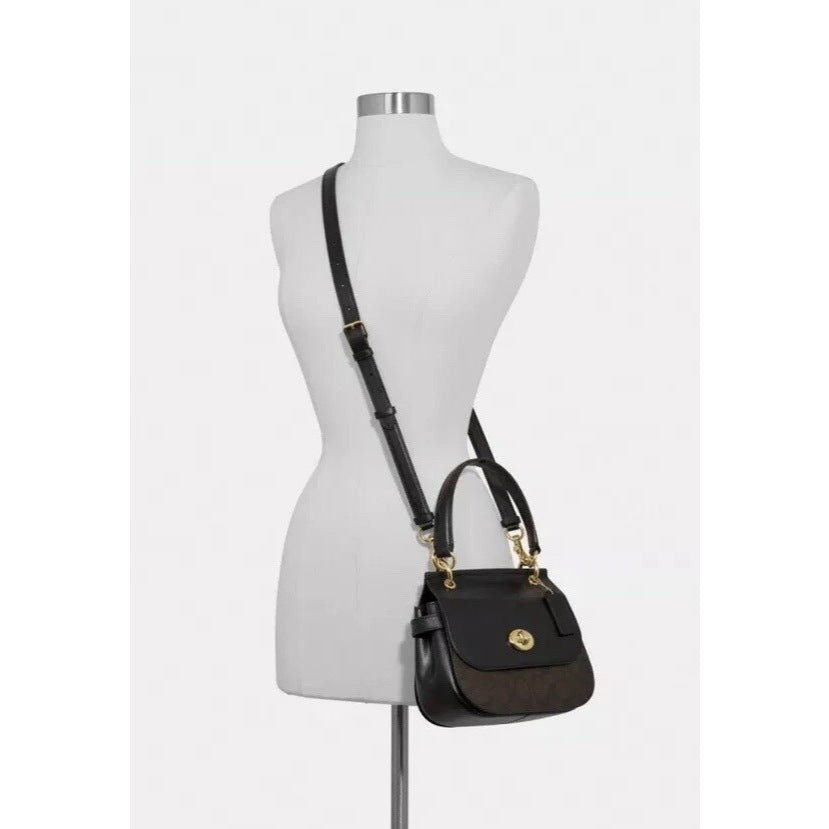 ORIG & IMPORTED RARE CCH Jace Crossbody Flap Bag In Signature Canvas F79990 Black/Brown