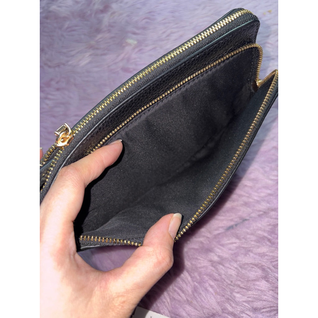 ORIG Preloved CCH Double Zip Large Phone Black Wallet Wristlet