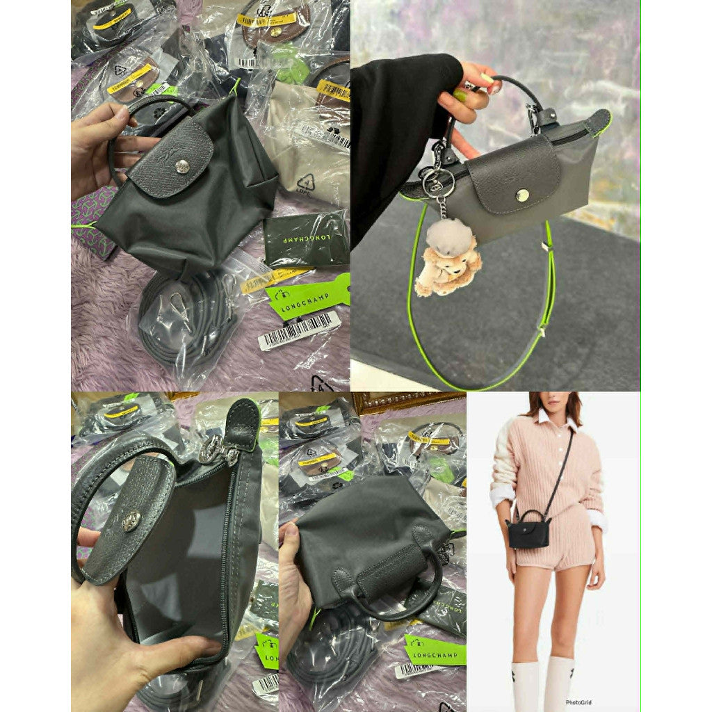 ORIG & IMPORTED Longchamp LC Le Pliage Pouch with handle Mini Micro Nylon Bag